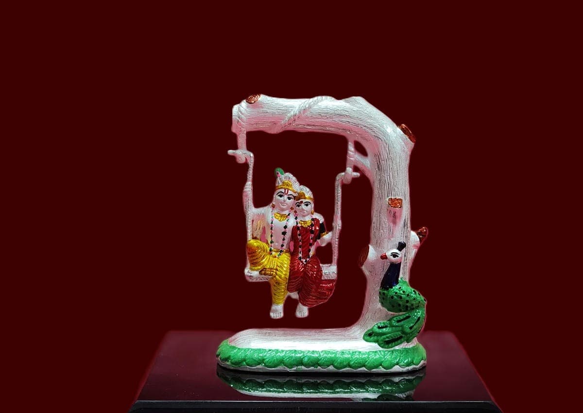 Radha Krishna silver idols